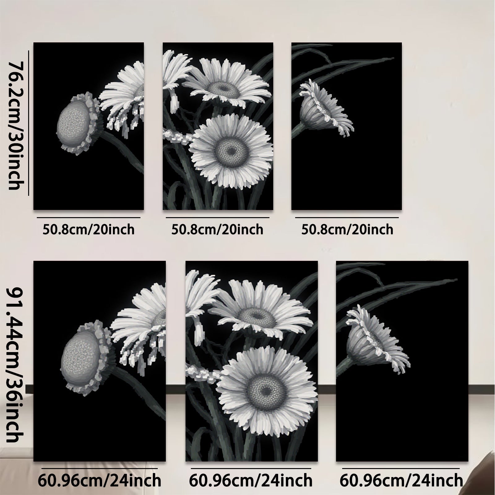 2D flat 1pc blooming daisy floral botanical wall art prints for living room bedroom home decor farmhouse style canvas paintings modern minimalist