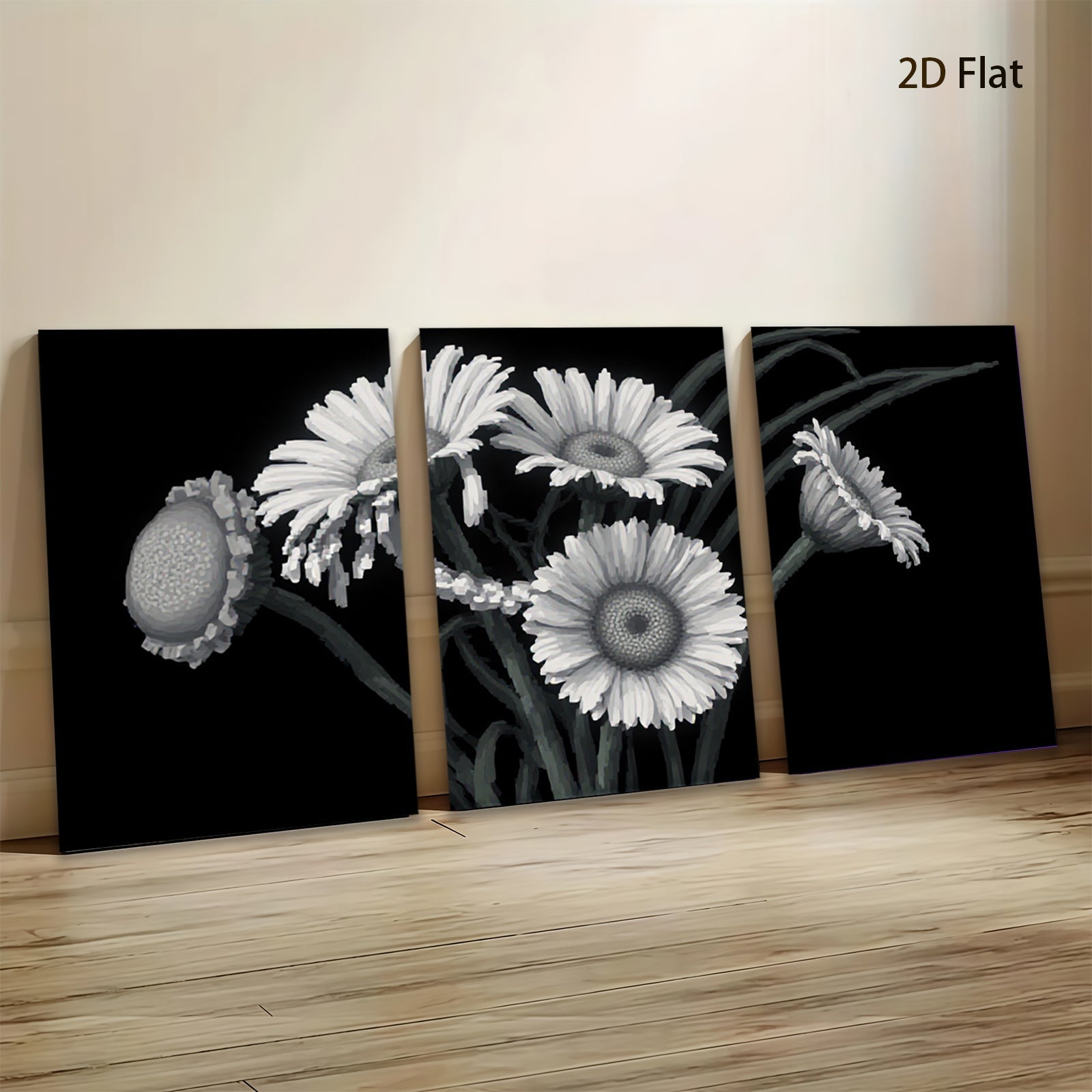 2D flat 1pc blooming daisy floral botanical wall art prints for living room bedroom home decor farmhouse style canvas paintings modern minimalist