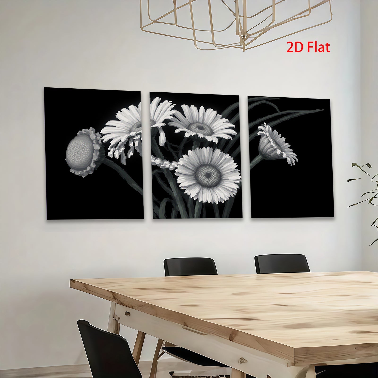 2D flat 1pc blooming daisy floral botanical wall art prints for living room bedroom home decor farmhouse style canvas paintings modern minimalist