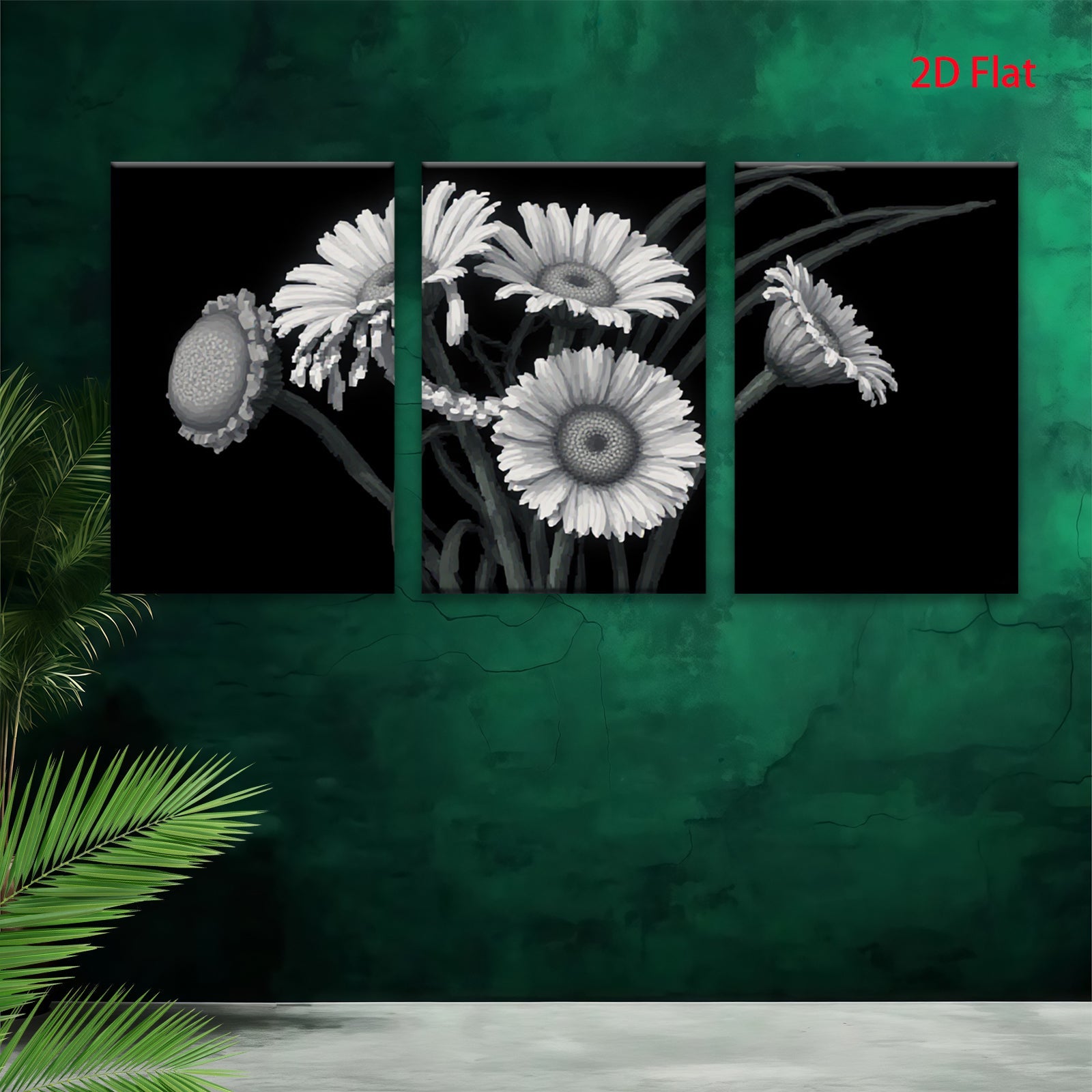 2D flat 1pc blooming daisy floral botanical wall art prints for living room bedroom home decor farmhouse style canvas paintings modern minimalist