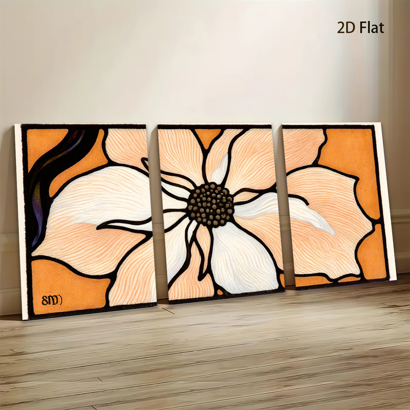 2D flat 1pc blooming dogwood floral wall art canvas prints botanical home decor farmhouse living room bedroom gallery wrapped modern minimalist