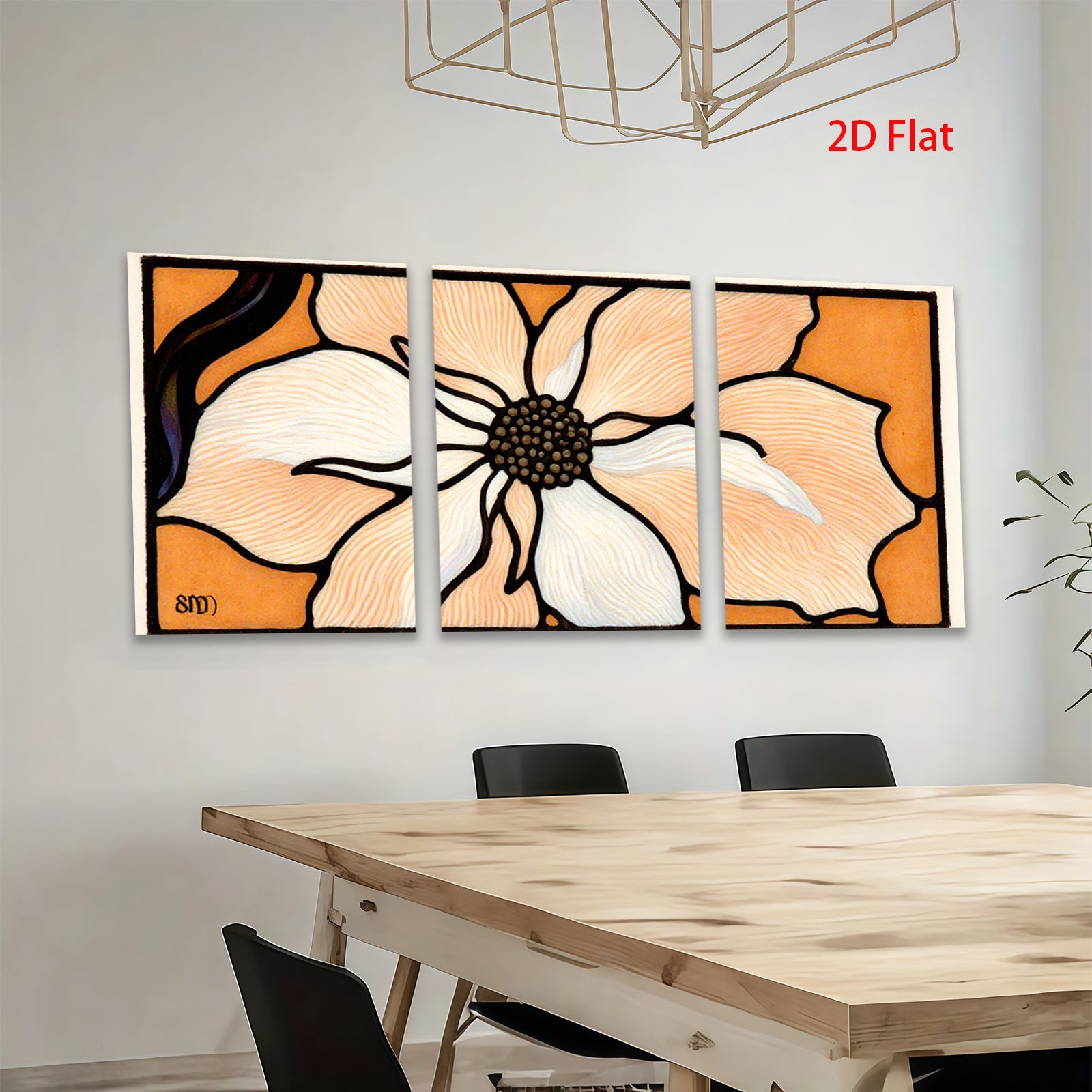 2D flat 1pc blooming dogwood floral wall art canvas prints botanical home decor farmhouse living room bedroom gallery wrapped modern minimalist