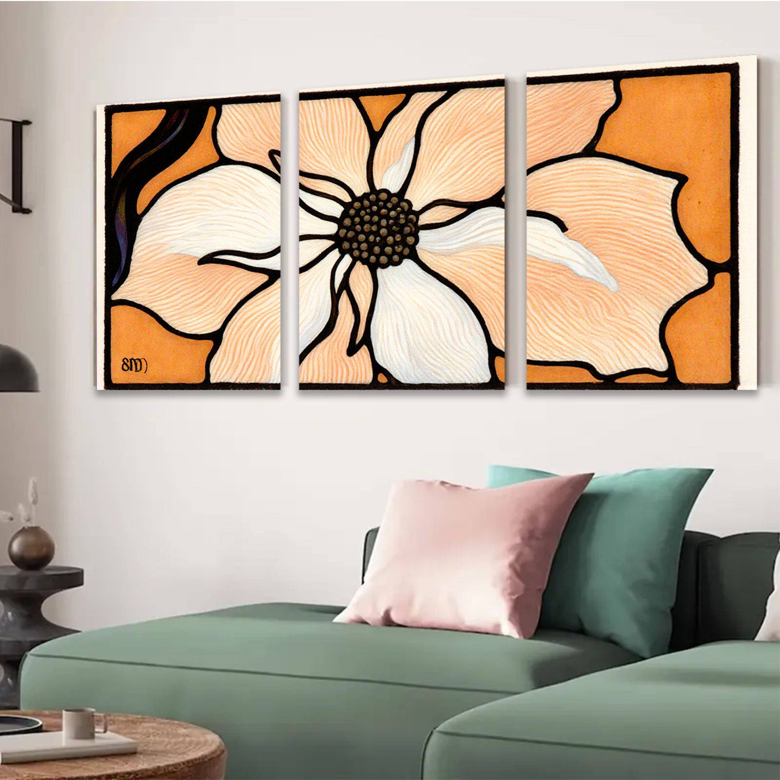 2D flat 1pc blooming dogwood floral wall art canvas prints botanical home decor farmhouse living room bedroom gallery wrapped modern minimalist