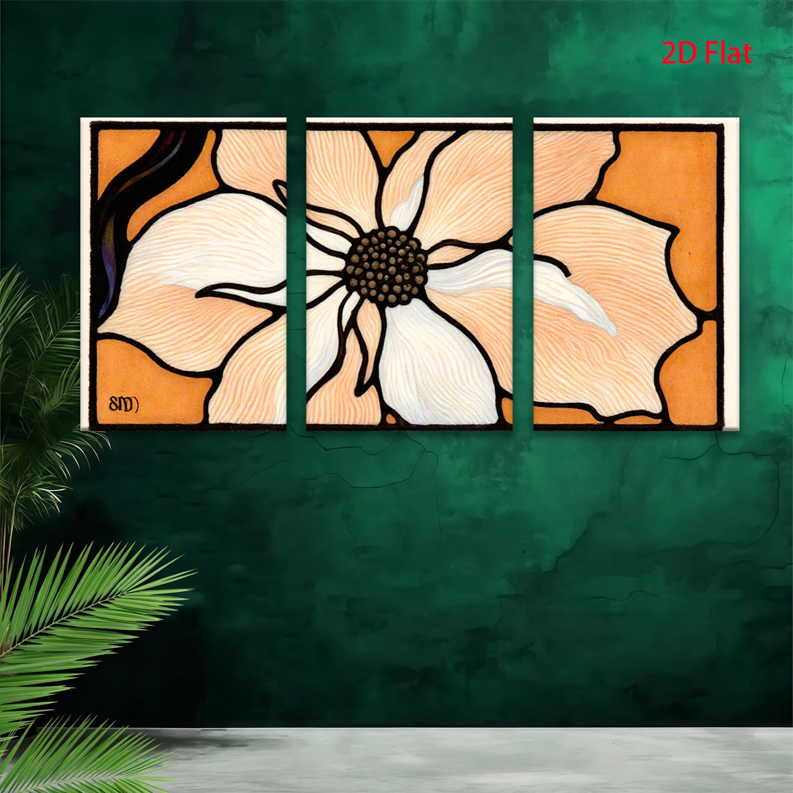 2D flat 1pc blooming dogwood floral wall art canvas prints botanical home decor farmhouse living room bedroom gallery wrapped modern minimalist