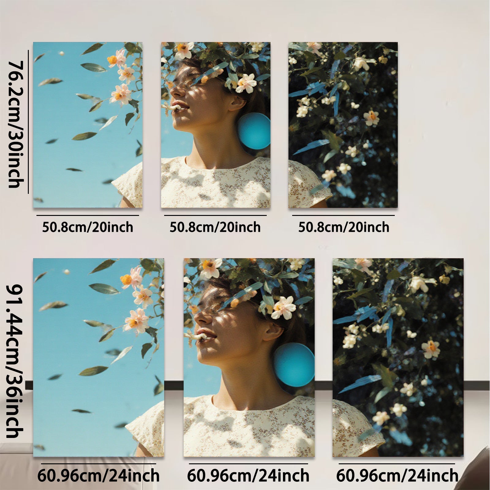 2D flat 1pc blooming floral portrait serene woman vibrant springtime wall decor living room bedroom modern farmhouse gallery wrapped canvas