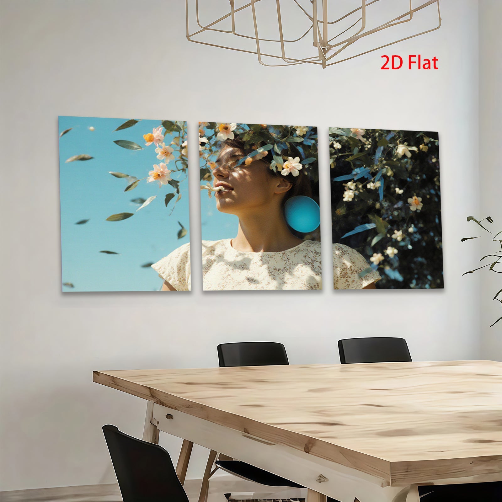 2D flat 1pc blooming floral portrait serene woman vibrant springtime wall decor living room bedroom modern farmhouse gallery wrapped canvas