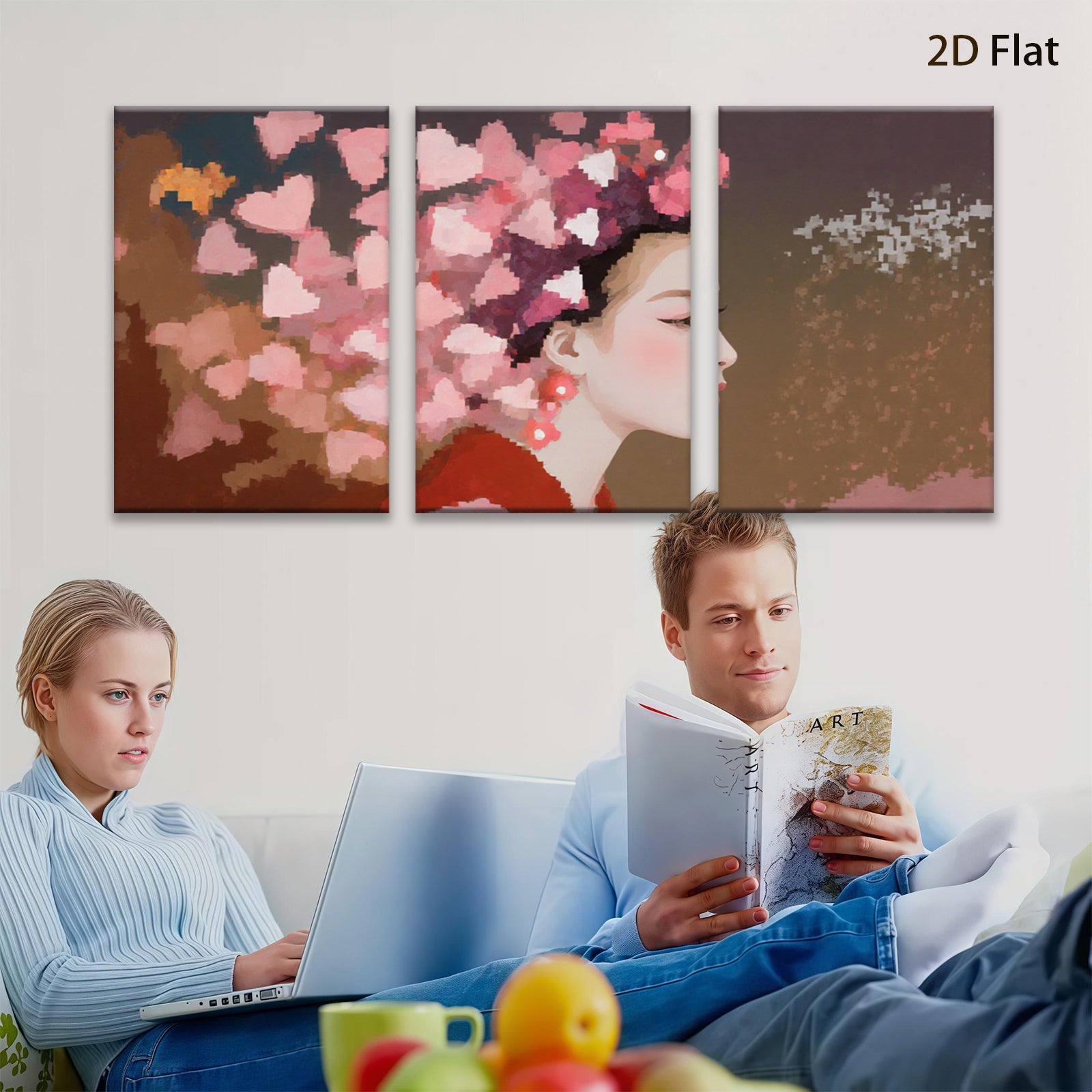 2D flat 1pc blooming floral portrait wall art canvas prints for living room bedroom home decor modern farmhouse style gallery wrapped ready to hang