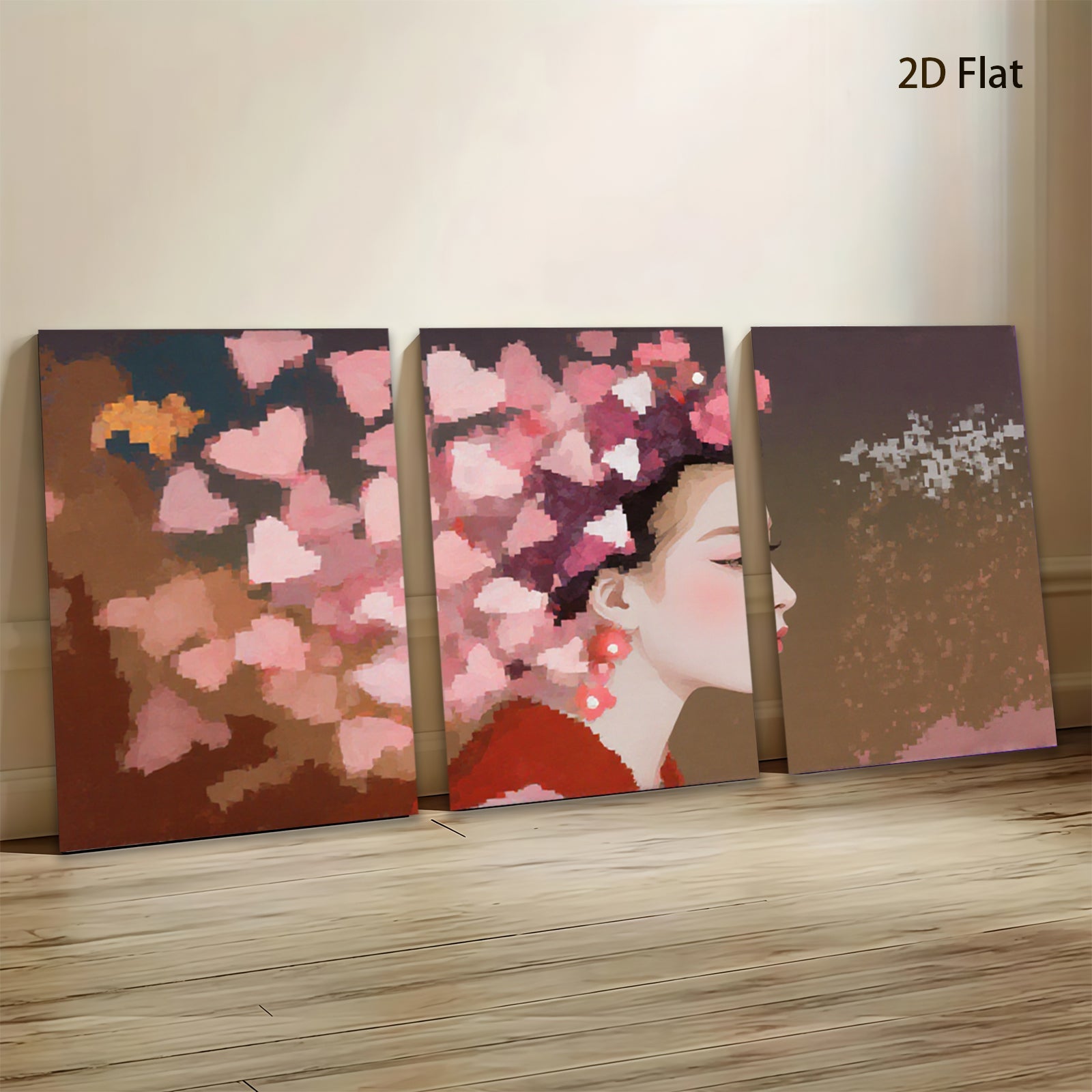 2D flat 1pc blooming floral portrait wall art canvas prints for living room bedroom home decor modern farmhouse style gallery wrapped ready to hang