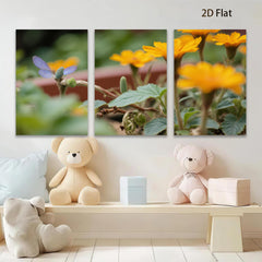2D flat 1pc blooming golden wildflowers vibrant butterfly garden wall art farmhouse decor living room bedroom canvas prints modern minimalist artwork