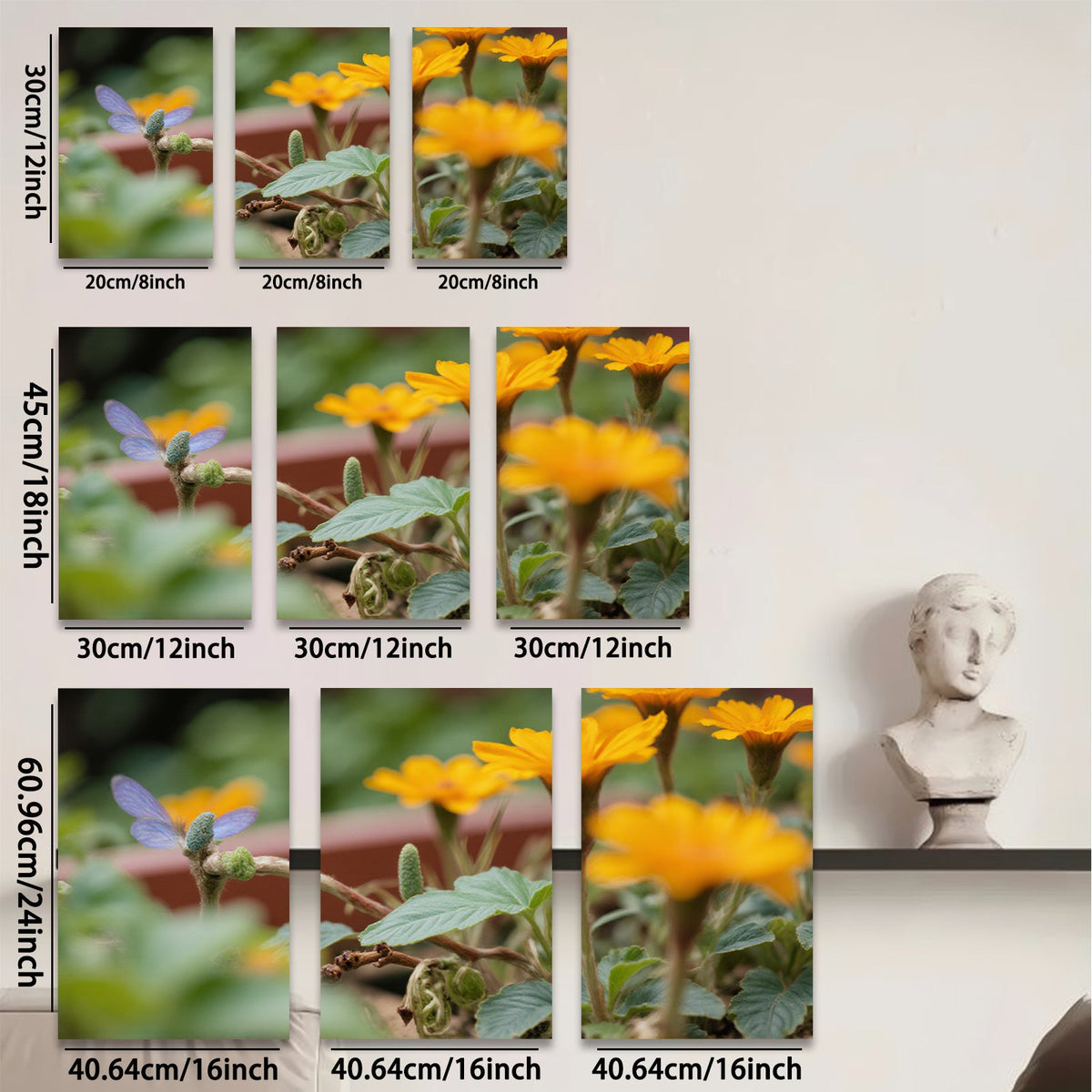 2D flat 1pc blooming golden wildflowers vibrant butterfly garden wall art farmhouse decor living room bedroom canvas prints modern minimalist artwork