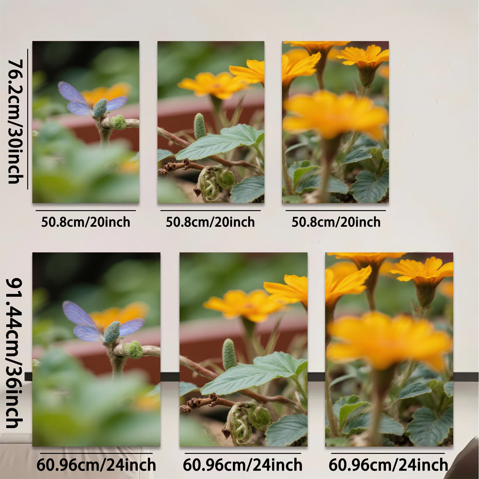 2D flat 1pc blooming golden wildflowers vibrant butterfly garden wall art farmhouse decor living room bedroom canvas prints modern minimalist artwork