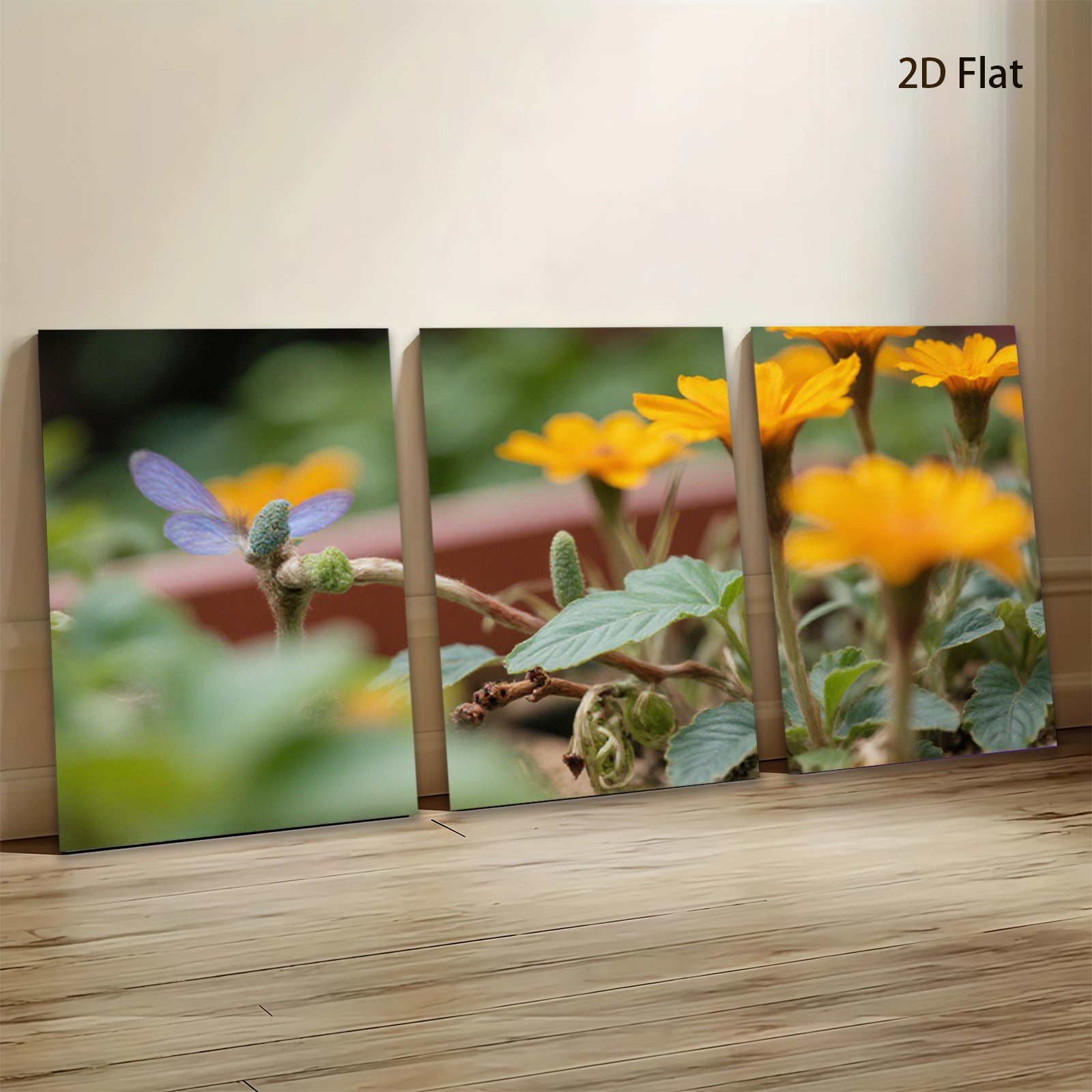 2D flat 1pc blooming golden wildflowers vibrant butterfly garden wall art farmhouse decor living room bedroom canvas prints modern minimalist artwork
