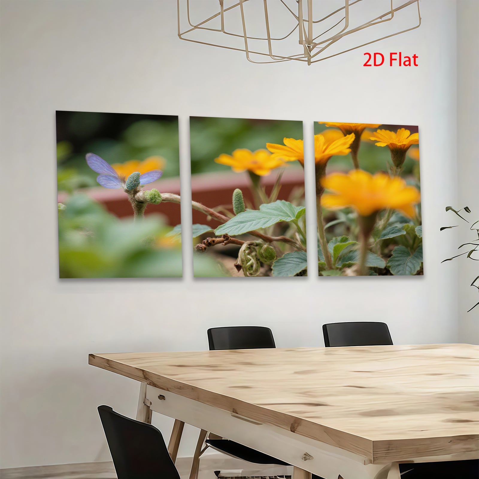 2D flat 1pc blooming golden wildflowers vibrant butterfly garden wall art farmhouse decor living room bedroom canvas prints modern minimalist artwork