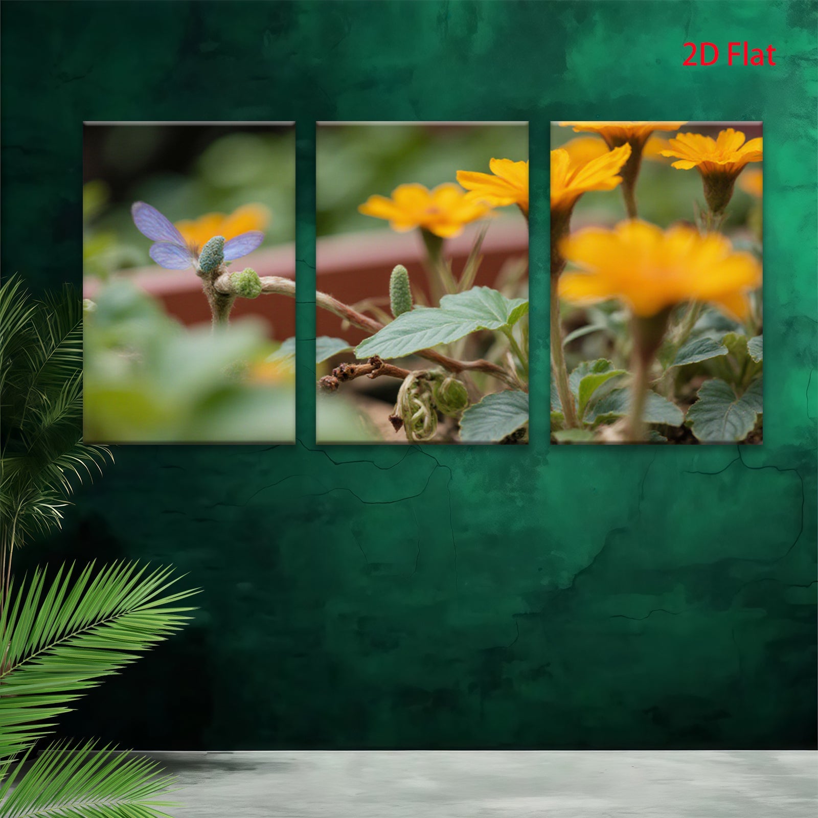 2D flat 1pc blooming golden wildflowers vibrant butterfly garden wall art farmhouse decor living room bedroom canvas prints modern minimalist artwork