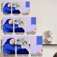 2D flat 1pc blooming hope gentle portrait serene woman nurturing plant modern farmhouse wall art living room bedroom decor botanical prints gallery wrapped canvas