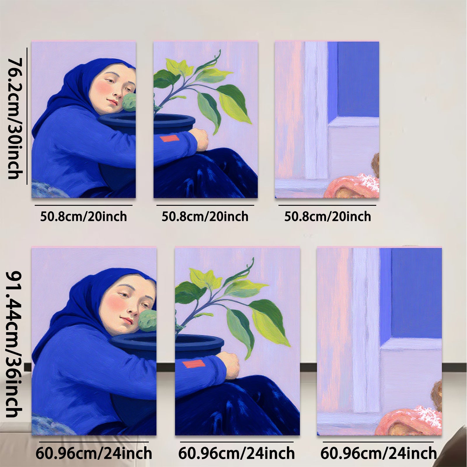 2D flat 1pc blooming hope gentle portrait serene woman nurturing plant modern farmhouse wall art living room bedroom decor botanical prints gallery wrapped canvas