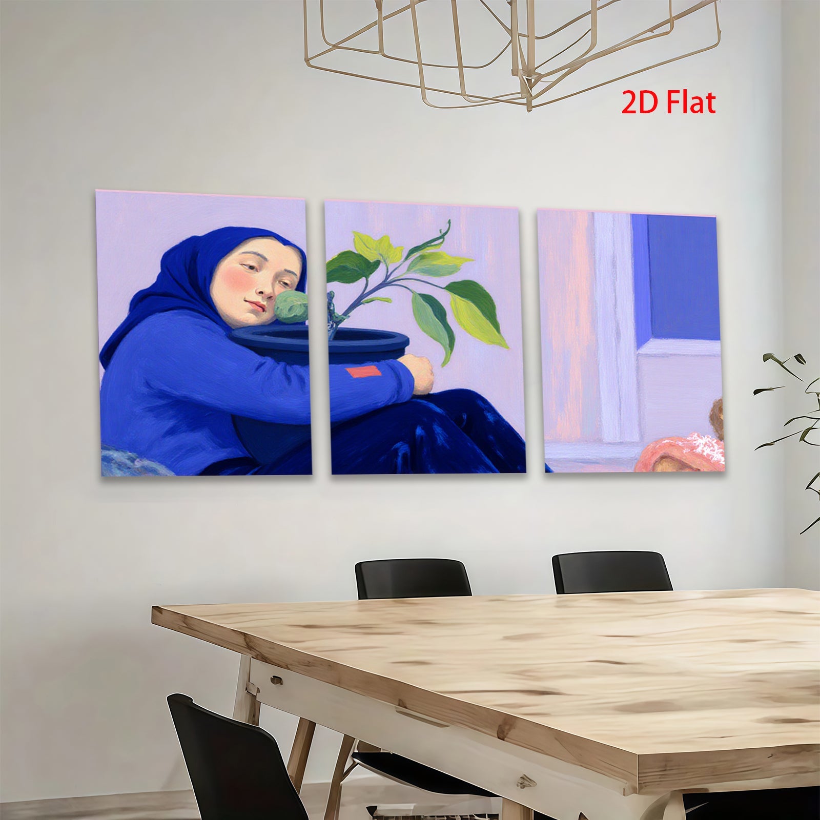 2D flat 1pc blooming hope gentle portrait serene woman nurturing plant modern farmhouse wall art living room bedroom decor botanical prints gallery wrapped canvas