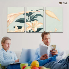 2D flat 1pc blooming lilies botanical wall art farmhouse decor living room bedroom gallery wrapped canvas print modern minimalist aesthetic