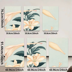 2D flat 1pc blooming lilies botanical wall art farmhouse decor living room bedroom gallery wrapped canvas print modern minimalist aesthetic