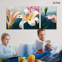 2D flat 1pc blooming lilies floral canvas wall art for living room bedroom home decor modern farmhouse style gallery wrapped ready to hang
