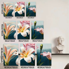 2D flat 1pc blooming lilies floral canvas wall art for living room bedroom home decor modern farmhouse style gallery wrapped ready to hang
