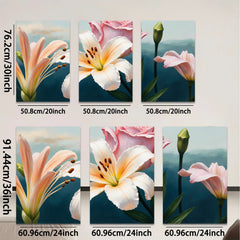 2D flat 1pc blooming lilies floral canvas wall art for living room bedroom home decor modern farmhouse style gallery wrapped ready to hang
