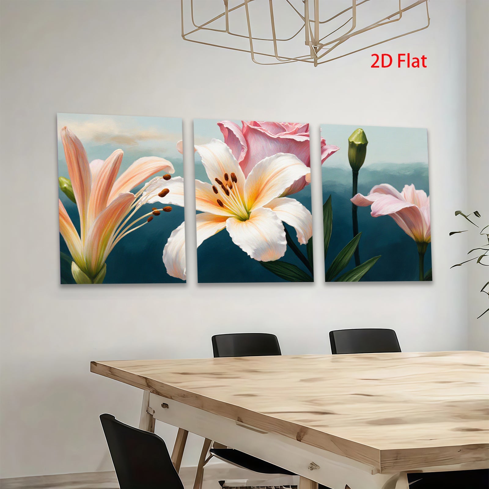 2D flat 1pc blooming lilies floral canvas wall art for living room bedroom home decor modern farmhouse style gallery wrapped ready to hang