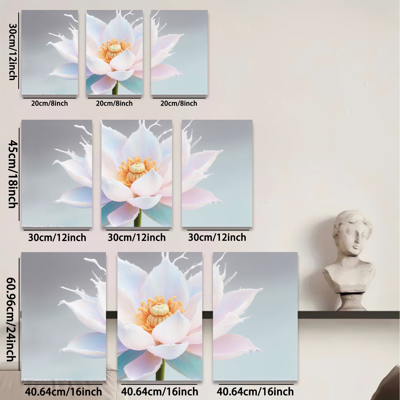 2D flat 1pc blooming lotus flower wall art canvas prints bedroom living room decor farmhouse style botanical paintings modern minimalist gallery wrapped ready to hang