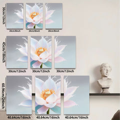 2D flat 1pc blooming lotus flower wall art canvas prints bedroom living room decor farmhouse style botanical paintings modern minimalist gallery wrapped ready to hang