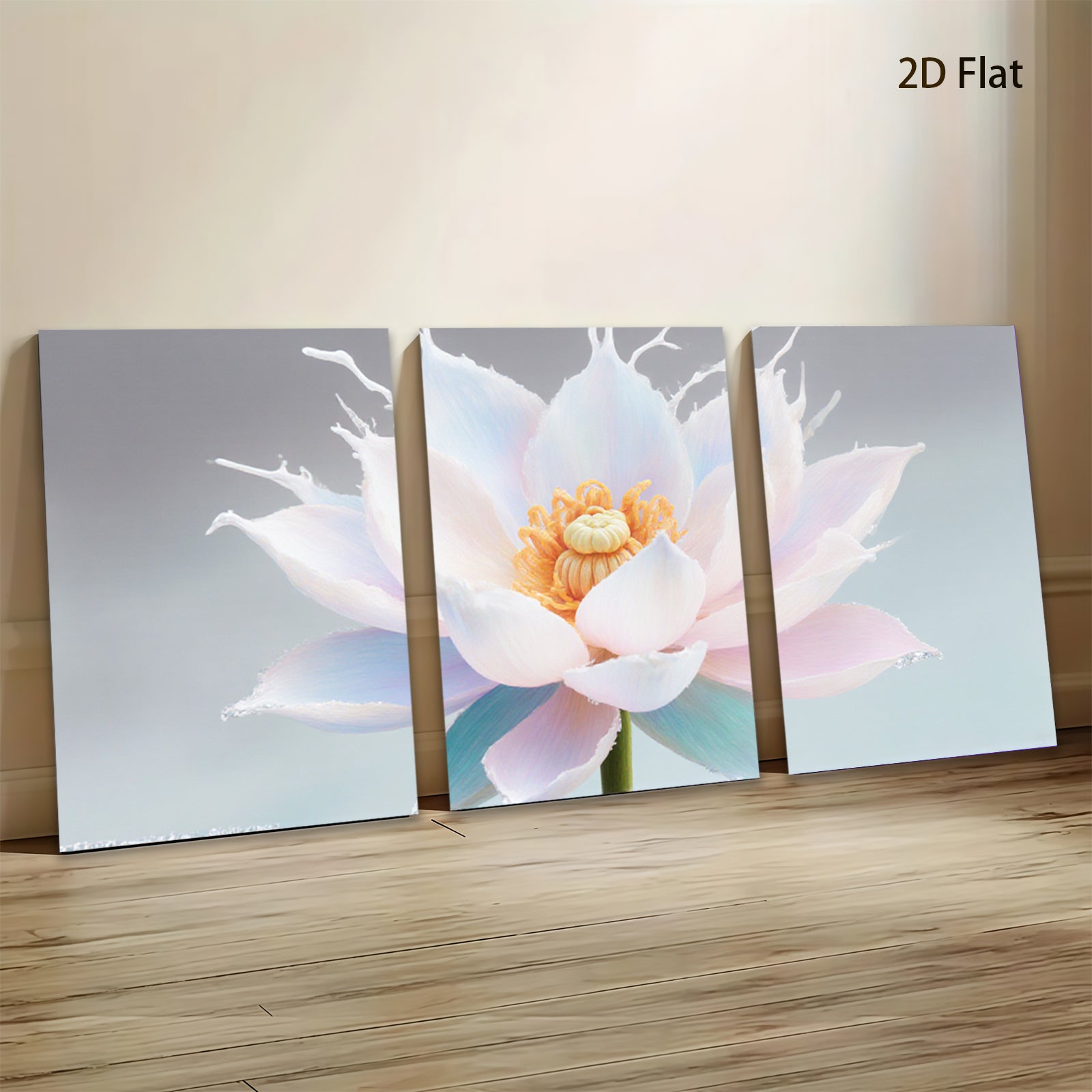 2D flat 1pc blooming lotus flower wall art canvas prints bedroom living room decor farmhouse style botanical paintings modern minimalist gallery wrapped ready to hang