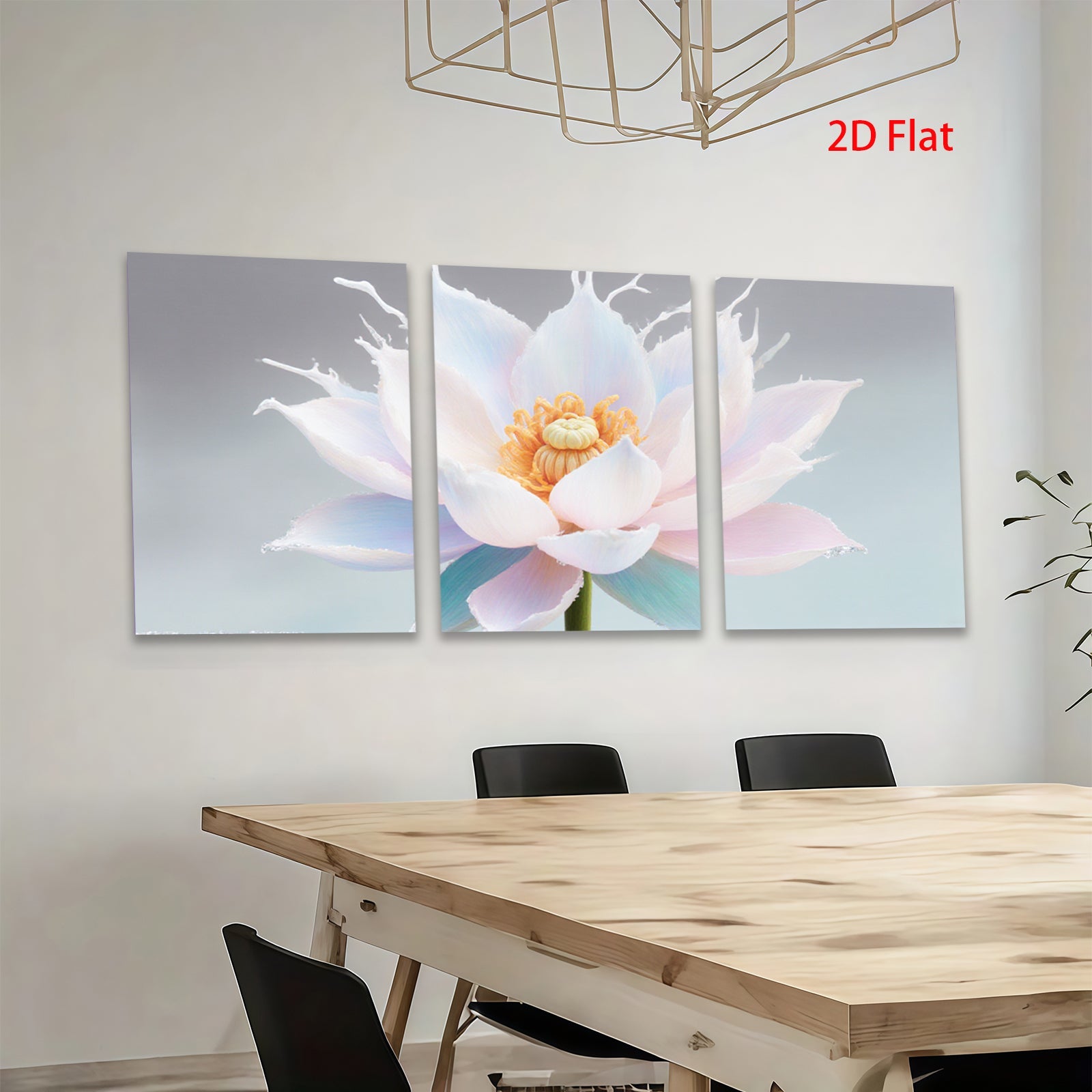 2D flat 1pc blooming lotus flower wall art canvas prints bedroom living room decor farmhouse style botanical paintings modern minimalist gallery wrapped ready to hang
