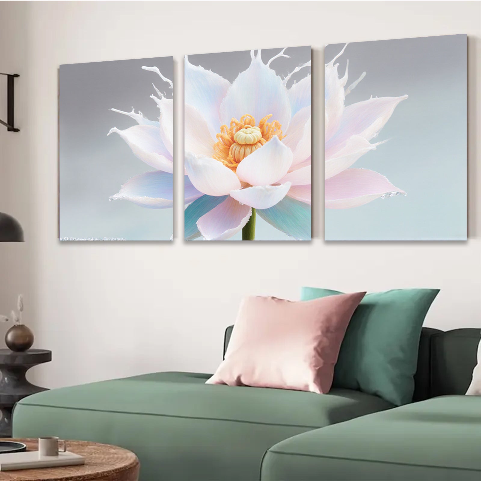 2D flat 1pc blooming lotus flower wall art canvas prints bedroom living room decor farmhouse style botanical paintings modern minimalist gallery wrapped ready to hang