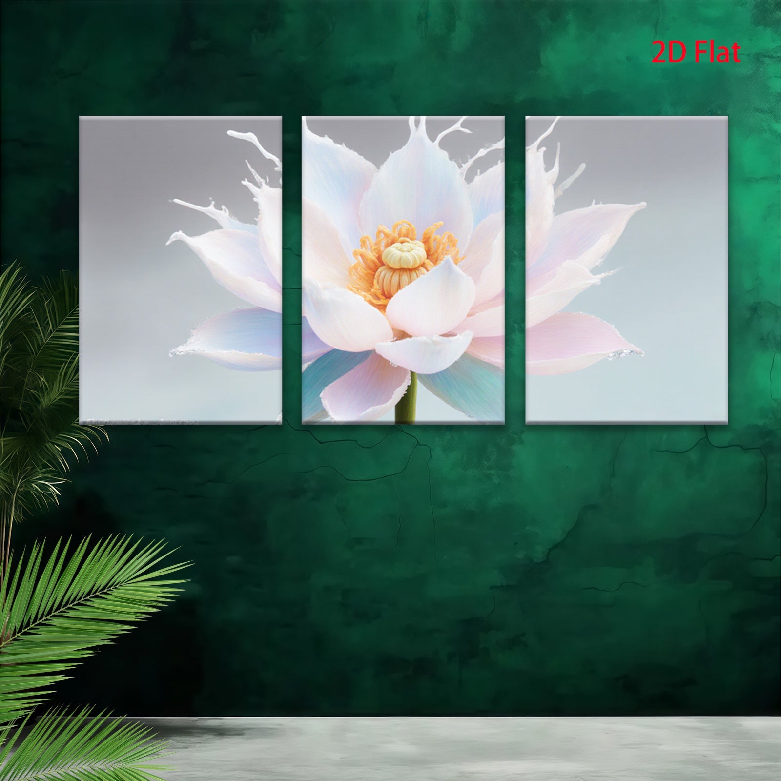 2D flat 1pc blooming lotus flower wall art canvas prints bedroom living room decor farmhouse style botanical paintings modern minimalist gallery wrapped ready to hang