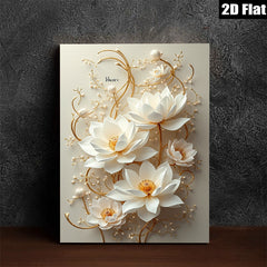 2D flat 1pc blooming lotus flower wall art serene botanical canvas prints living room bedroom decor farmhouse style modern minimalist gallery wrapped