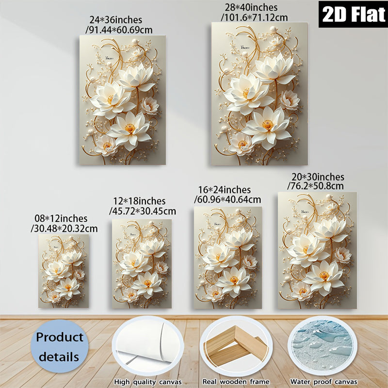 2D flat 1pc blooming lotus flower wall art serene botanical canvas prints living room bedroom decor farmhouse style modern minimalist gallery wrapped