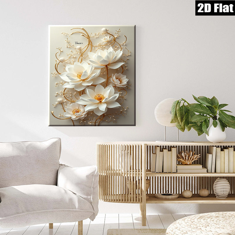 2D flat 1pc blooming lotus flower wall art serene botanical canvas prints living room bedroom decor farmhouse style modern minimalist gallery wrapped