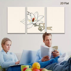 2D flat 1pc blooming magnolia branch botanical wall art farmhouse living room bedroom decor gallery wrapped canvas prints modern minimalist style
