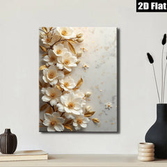 2D flat 1pc blooming magnolia floral wall art for living room bedroom home decor farmhouse style gallery wrapped canvas prints modern minimalist botanical artwork