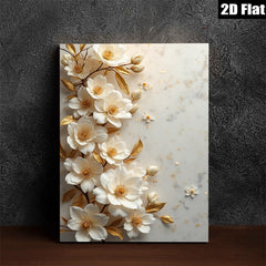 2D flat 1pc blooming magnolia floral wall art for living room bedroom home decor farmhouse style gallery wrapped canvas prints modern minimalist botanical artwork