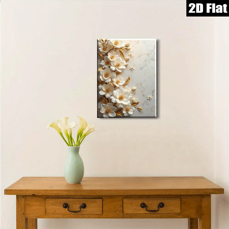 2D flat 1pc blooming magnolia floral wall art for living room bedroom home decor farmhouse style gallery wrapped canvas prints modern minimalist botanical artwork
