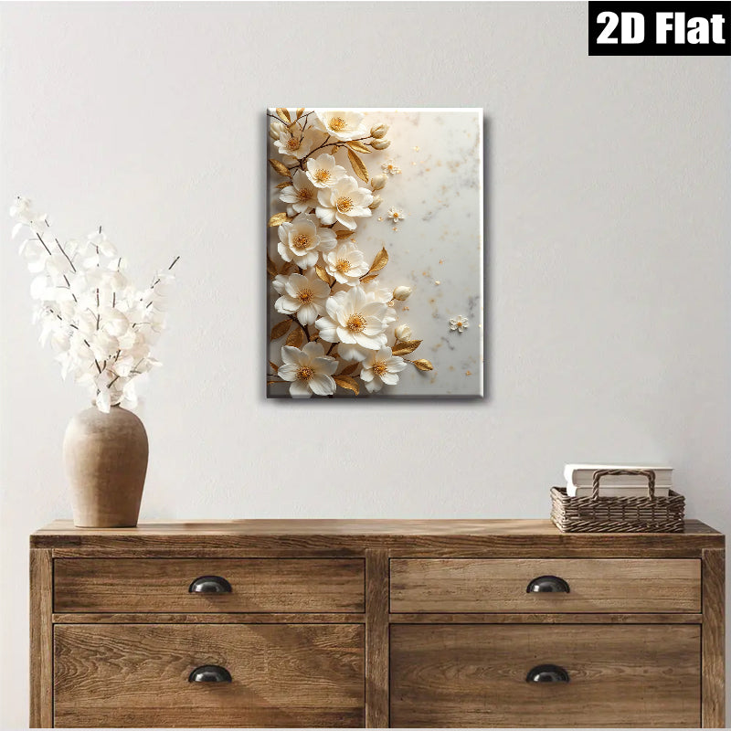2D flat 1pc blooming magnolia floral wall art for living room bedroom home decor farmhouse style gallery wrapped canvas prints modern minimalist botanical artwork