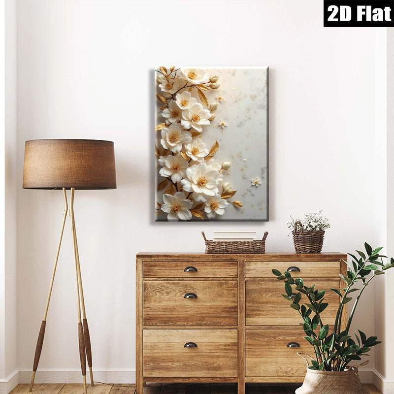 2D flat 1pc blooming magnolia floral wall art for living room bedroom home decor farmhouse style gallery wrapped canvas prints modern minimalist botanical artwork