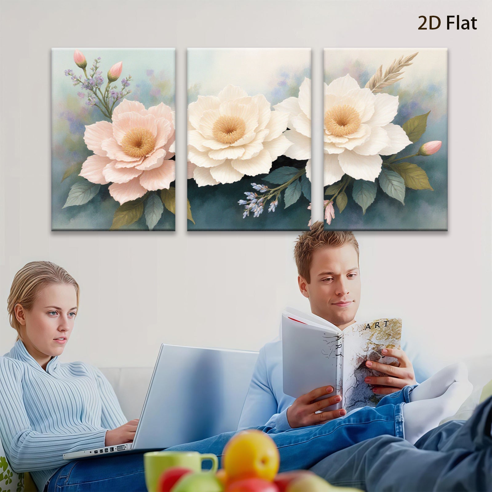 2D flat 1pc blooming pastel floral artwork brings soft elegance to living room bedroom gallery wall decor farmhouse style