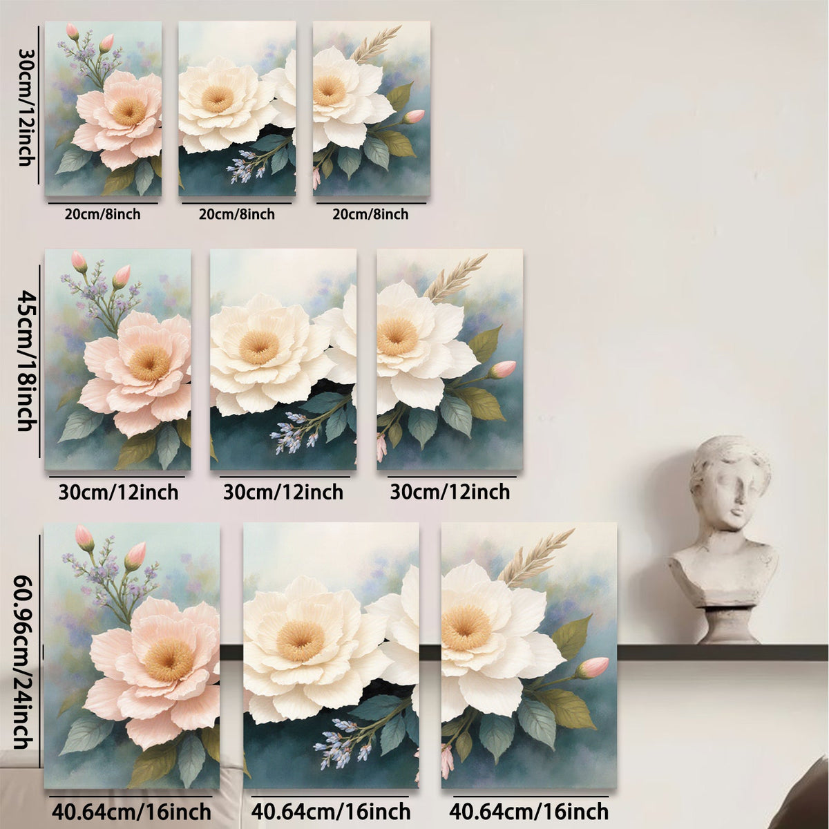 2D flat 1pc blooming pastel floral artwork brings soft elegance to living room bedroom gallery wall decor farmhouse style