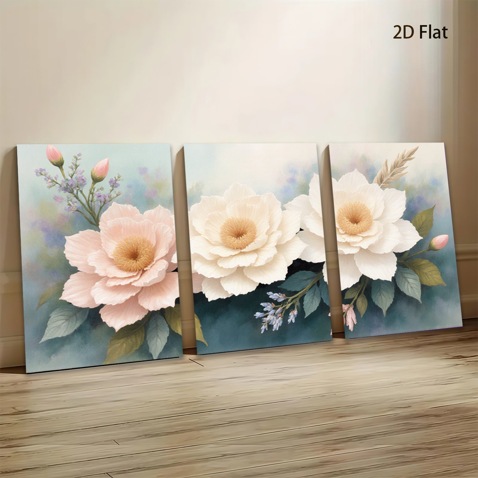 2D flat 1pc blooming pastel floral artwork brings soft elegance to living room bedroom gallery wall decor farmhouse style