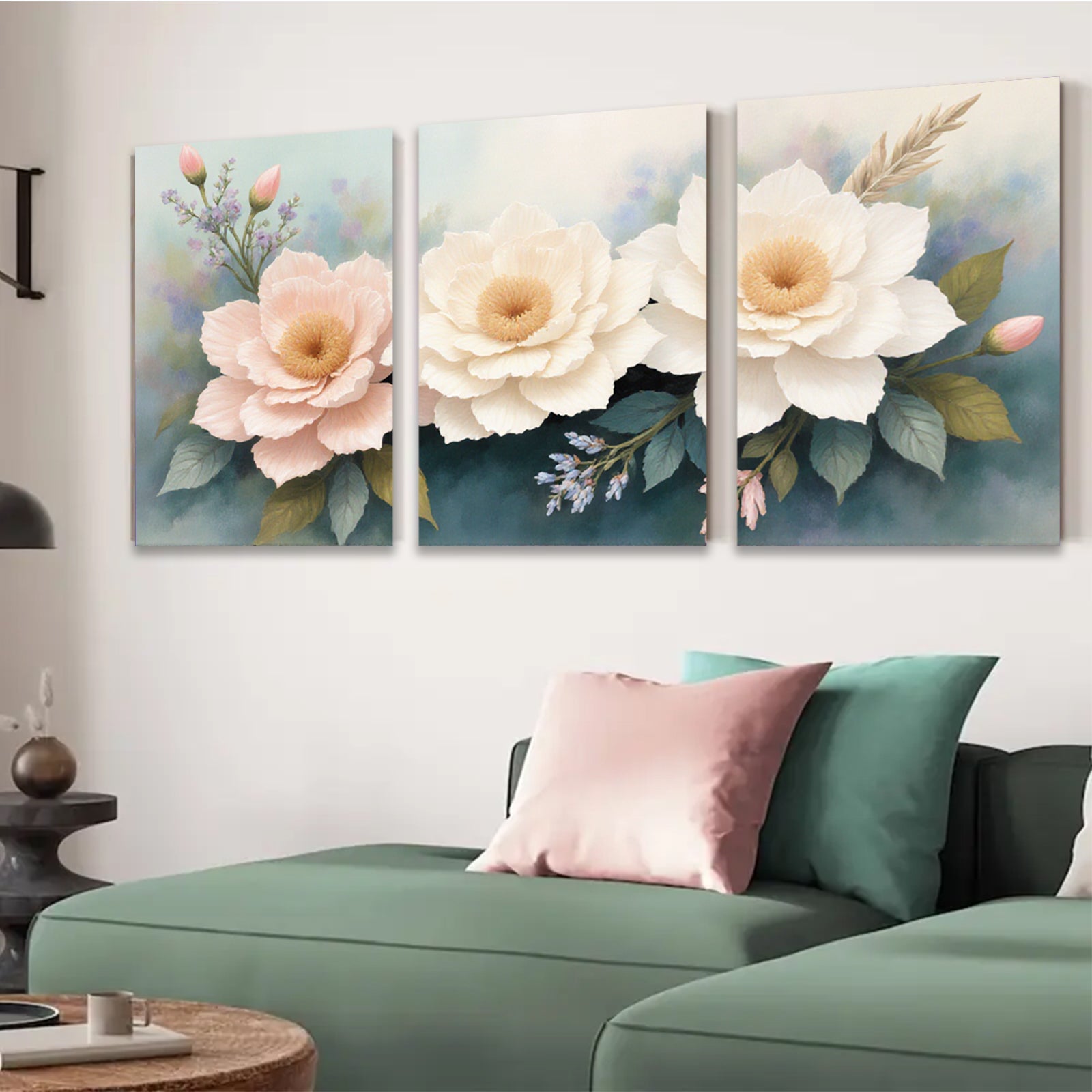 2D flat 1pc blooming pastel floral artwork brings soft elegance to living room bedroom gallery wall decor farmhouse style