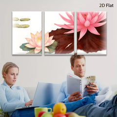 2D flat 1pc blooming pink lotus floral wall art canvas prints for living room bedroom bathroom modern farmhouse decor gallery wrapped ready to hang