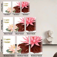 2D flat 1pc blooming pink lotus floral wall art canvas prints for living room bedroom bathroom modern farmhouse decor gallery wrapped ready to hang