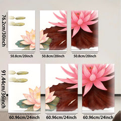 2D flat 1pc blooming pink lotus floral wall art canvas prints for living room bedroom bathroom modern farmhouse decor gallery wrapped ready to hang