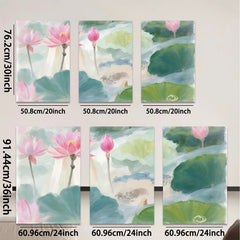 2D flat 1pc blooming pink lotus pond serene wall art canvas prints for living room bedroom home decor farmhouse style botanical garden modern minimalist